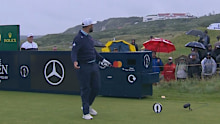 Jon Rahm takes aim at a spectator after they made a whistle sound during his backswing.