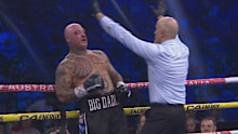 Lucas Browne is stopped by Hemi Ahio in the first round. 