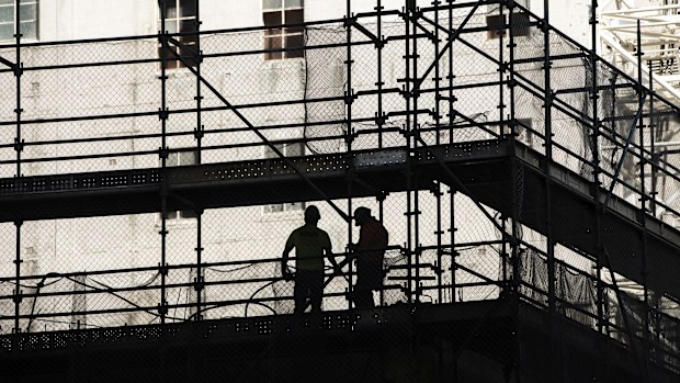 Constructioin workers in the CBD.
