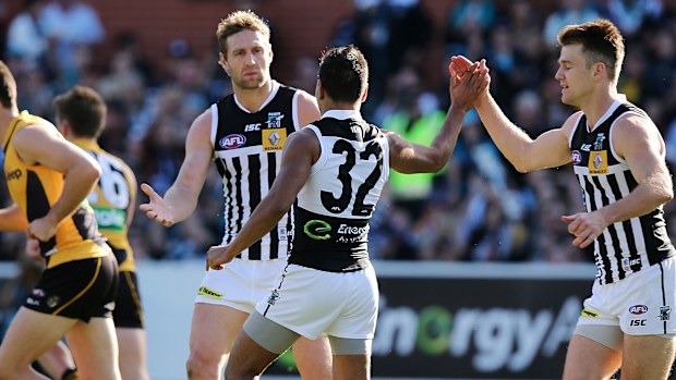 Port Adelaide wore the 'prison bars' guernsey in an elimination final in 2014.