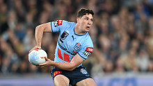 Mitchell Moses in action in State of Origin II at Suncorp Stadium in 2023.