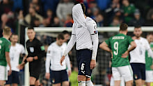 Manuel Locatelli of Italy reacts after the 2022 FIFA World Cup Qualifier match against Northern Ireland.