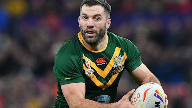 Avustralya'nın James Tedesco, 19 Kasım 2022'de Manchester'daki Rugby League Dünya Kupası Final maçında Australia ve Samoa arasında.