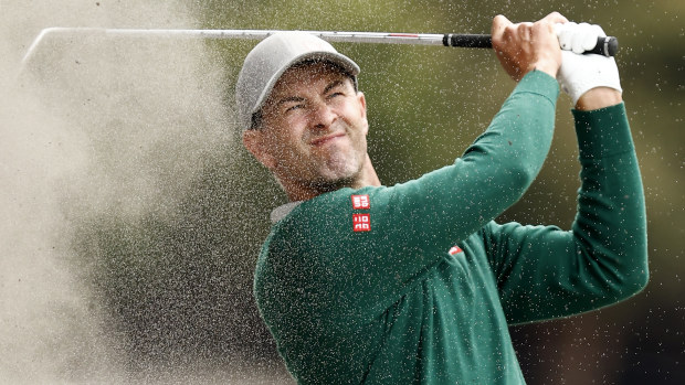 Adam Scott plays his second shot on the 6th hole during Day 1 of the 2022 Australian Open at Kingston Heath. (Photo by Darrian Traynor/Getty Images)