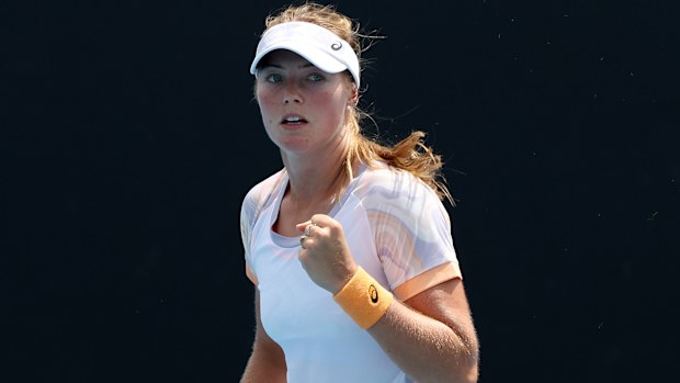 Olivia Gadecki in action during her round one singles match against Polina Kudermetova.