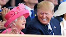 PORTSMOUTH, ENGLAND - JUNE 05: Queen Elizabeth II and US President Donald Trump attend the D-Day75 National Commemorative Event to mark the 75th Anniversary of the D-Day Landings at Southsea Common on June 05, 2019 in Portsmouth, England. (Photo by Karwai Tang/WireImage)