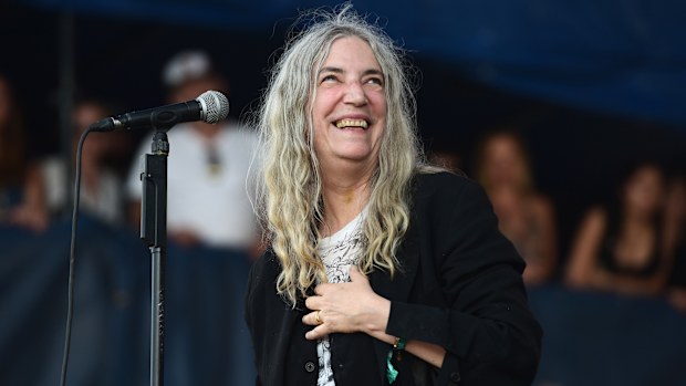 In this Saturday, July 23, 2016, photo, Patti Smith performs at the Newport Folk Festival, in Newport, R.I. 