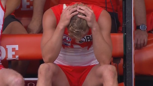 Isaac Heeney came from the field midway through the final quarter.