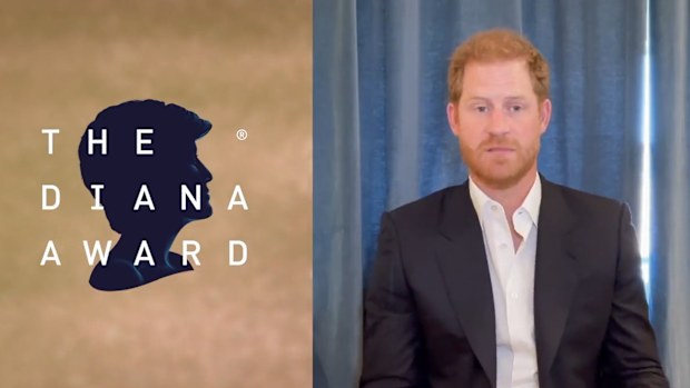 Harry addresses the winners of the 2022 Diana Awards.