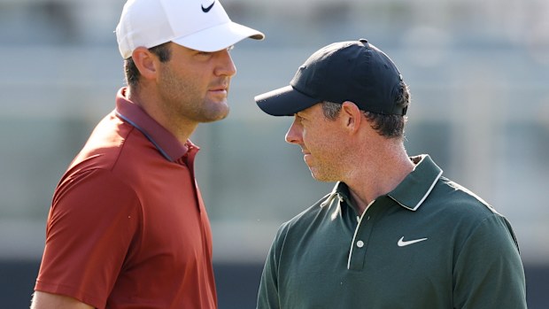 Scottie Scheffler of the United States and Rory McIlroy of Northern Ireland.