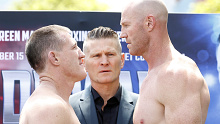 Paul Gallen and Barry Hall face off in 2019. 