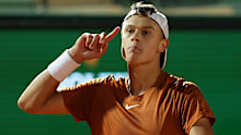 Holger Rune fires up the crowd during the Monte Carlo Masters final.