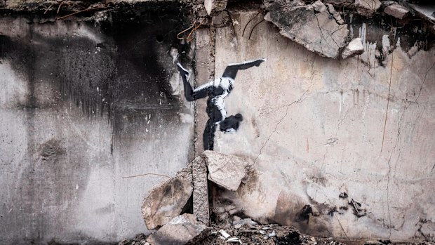 Banksy mural Ukraine Borodianka
