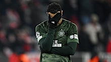 Adam Idah of Celtic looks dejected.