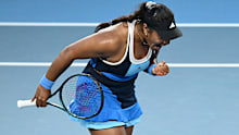 MELBOURNE, AUSTRALIA - JANUARY 13: Destanee Aiava of Australia celebrates a point against Greet Minnen of Belgium in the Women's Singles First Round during day two of the 2025 Australian Open at Melbourne Park on January 13, 2025 in Melbourne, Australia. (Photo by Hannah Peters/Getty Images)