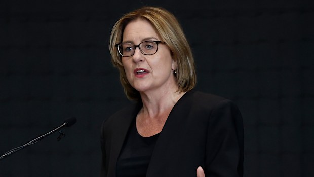 MELBOURNE, AUSTRALIA - NOVEMBER 17: Victorian Premier Jacinta Allan speaks during the Hawthorn Hawks Kennedy Community Centre Opening on November 17, 2025 in Melbourne, Australia. (Photo by Michael Willson/AFL Photos via Getty Images)