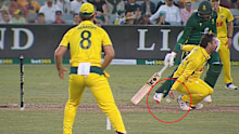 Travis Head's flick back to the stumps. 