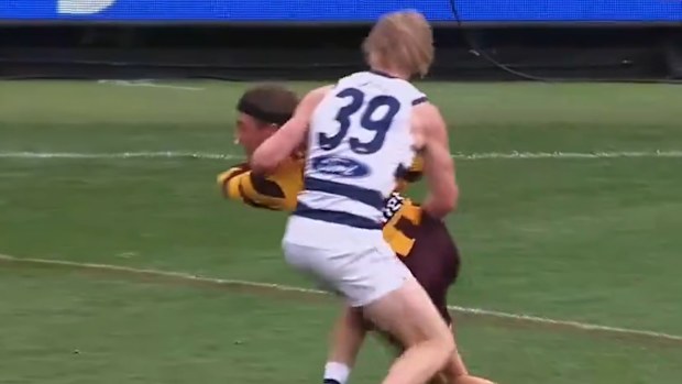 Hawks player Jack Ginnivan was not awarded a number of potential free kicks.