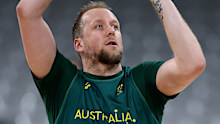 VARIOUS CITIES, FRANCE - JULY 23: Joe Ingles of Team Australia  shoots the ball during a basketball training session ahead of the Paris Olympic Games at Stade Pierre Mauroy on July 23, 2024 in Various Cities, France. (Photo by Gregory Shamus/Getty Images)