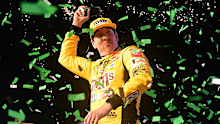 Kyle Busch celebrating his 2019 championship victory.