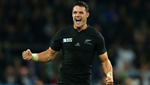 Dan Carter celebrates during the 2015 Rugby World Cup final at Twickenham.