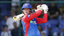 Delhi Capitals' Jake Fraser-McGurk bats during the Indian Premier League cricket match between Delhi Capitals and Mumbai Indians in New Delhi, India, Saturday, April 27, 2024. (AP Photo/Surjeet Yadav)
