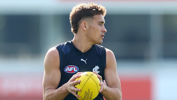 Carlton F/S prospect Cody Walker at training.