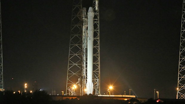 A SpaceX Falcon 9 rocket poised on Launch Pad 40 in Cape Canaveral. (Getty)