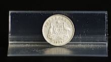SYDNEY, AUSTRALIA - DECEMBER 08:  1934 Threepence coin on December 8, 2014 in Sydney, Australia.  (Photo by Christopher Pearce/Fairfax Media)
