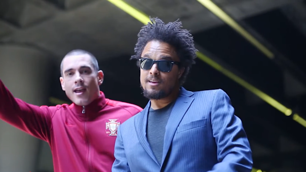 Ethan Browne (left) in the music video for his duo Alain Zane' song Kite.