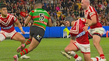 Kodi Nikorima goes down with an injury. 