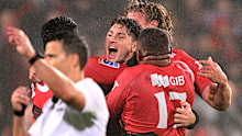 James O'Connor celebrates his kick. 