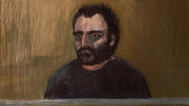 A court sketch depicts double-murder accused Ross Judd, 34.