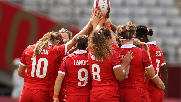 Canada's women's rugby sevens team at the Tokyo Olympics.