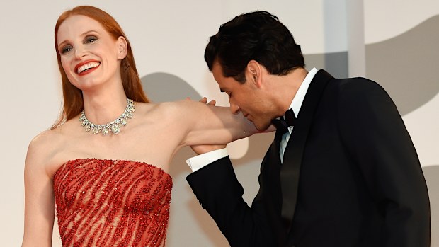 Oscar Isaac, Jessica Chastain at the 78 Venice International Film Festival 2021.  Scenes From a Marriage red carpet. Venice (Italy), September 4th, 2021 