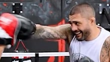 Nathan Cleary trains with Tyson Pedro.
