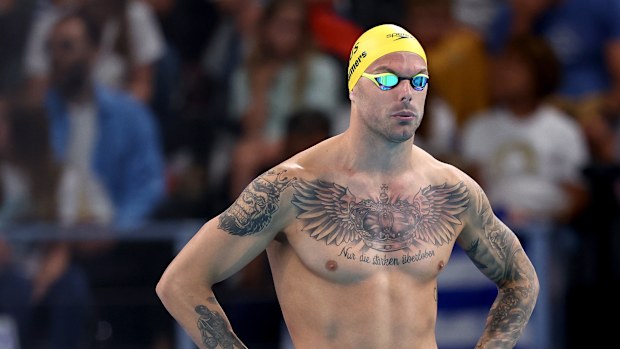 Kyle Chalmers prepares to compete in the Men's 4x100m Freestyle Relay Heats.