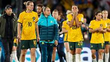 Matildas forwards Emily van Egmond and Sam Kerr are devastated after their fate is sealed in a heartbreaking loss to England.
