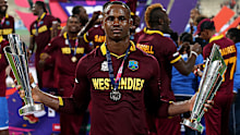 Marlon Samuels during the ICC World Twenty20 India 2016 final match between England and West Indies at Eden Gardens on April 3, 2016 in Kolkata, India.