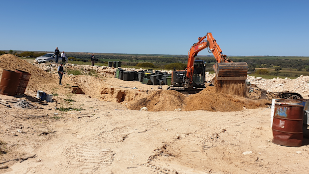 The burnt-out vehicle was found five metres underground. 