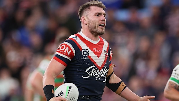 SYDNEY, AUSTRALIA - SEPTEMBER 02: Angus Crichton during the round 25 NRL match between the Sydney Roosters and the South Sydney Rabbitohs at Allianz Stadium, on September 02, 2022, in Sydney, Australia. (Photo by Cameron Spencer/Getty Images)