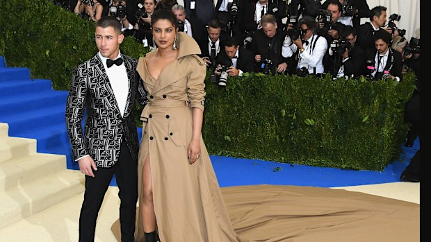 Priyanka Chopra and Nick Jonas attends the "Rei Kawakubo/Comme des Garcons: Art Of The In-Between" Costume Institute Gala at Metropolitan Museum of Art on May 1, 2017 in New York City.