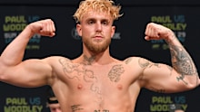 CLEVELAND, OHIO - AUGUST 28: Jake Paul poses during the weigh in event at the State Theater prior to his August 29 fight against Tyron Woodley on August 28, 2021 in Cleveland, Ohio. (Photo by Jason Miller/Getty Images)