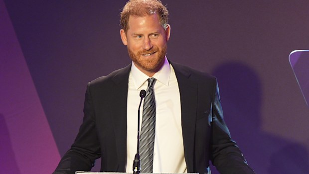 LONDON, ENGLAND - SEPTEMBER 8: Prince Harry, Duke of Sussex speaks at the annual WellChild Awards 2025, which celebrates the achievements and resilience of seriously ill youngsters and their families, at the Royal Lancaster Hotel on September 8, 2025 in London, England. (Photo by Aaron Chown - Pool/Getty Images)
