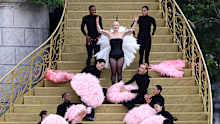 PARIS, FRANCE - JULY 26: American Singer-Songwriter Lady Gaga performs at Square Barye during the athletes parade on the River Seine during the opening ceremony of the Olympic Games Paris 2024 on July 26, 2024 in Paris, France. (Photo by Maja Hitij/Getty Images)
