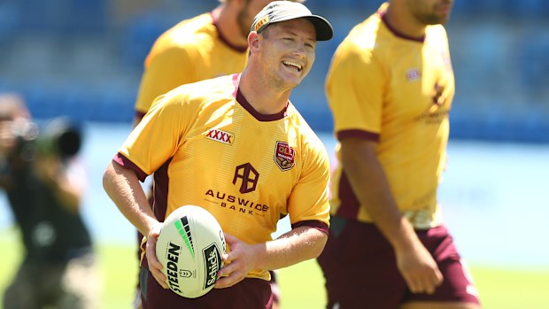 Harry Grant trains with Queensland in the lead-up to Origin III.