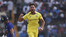 Marcus Stoinis in action during the 2023 ODI World Cup in India.