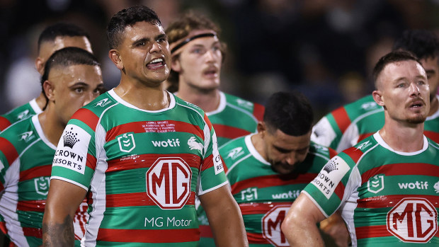 Latrell Mitchell in action for South Sydney against Penrith. (Photo by Cameron Spencer/Getty Images)