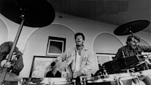 Rob Hirst from Midnight Oil who was the organisers. Freedom from hunger 'Bash' over 100 drumers from bands including a number of famous Aust. bands played continously for charity, The Freedom from Hunger. September 06, 1987. (Photo by Gary McLean/Fairfax Media).