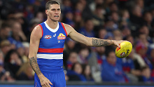 MELBOURNE, AUSTRALIA - JUNE 09: Rory Lobb of the Bulldogs in action during the 2023 AFL Round 13 match between the Western Bulldogs and the Port Adelaide Power at Marvel Stadium on June 9, 2023 in Melbourne, Australia. (Photo by Michael Willson/AFL Photos via Getty Images)